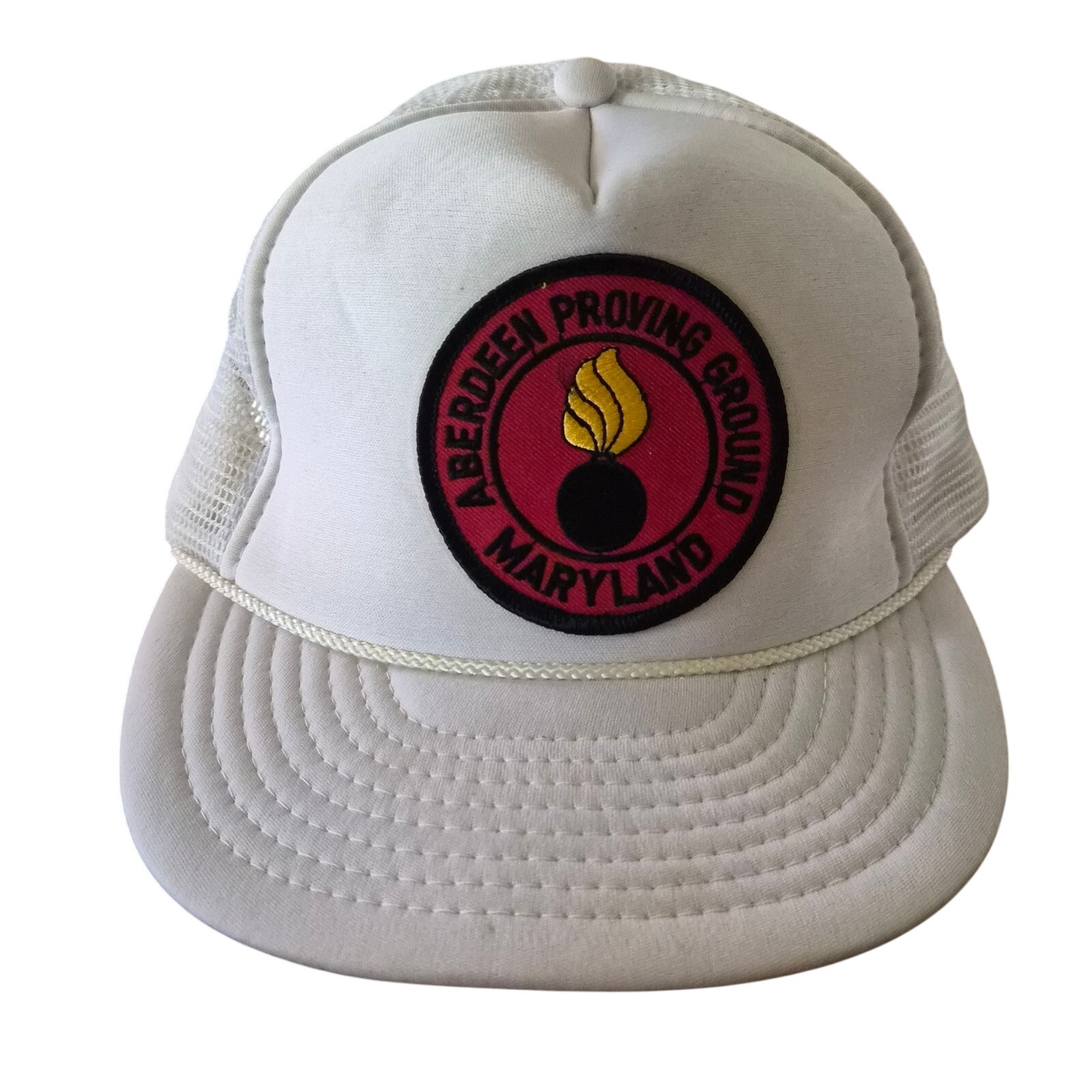 Vintage Aberdeen Proving Ground Maryland Trucker Hat Snapback Mesh Cap Nissin